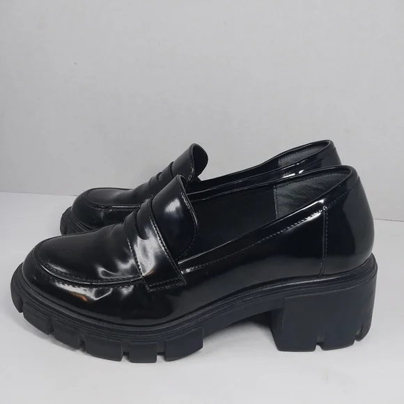 Sincerely Jules Dylan Size 9 Glossy Black 90s Y2k style Chunky Lug Loafer shoes - Picture 4 of 11